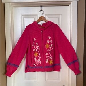 Pink Floral cashmere and wool hoodie